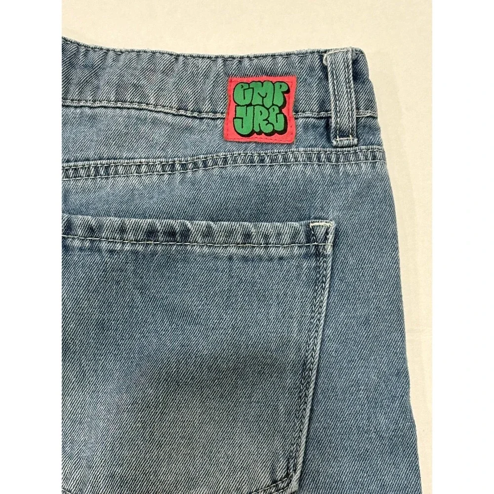 Gmpyre Womens Baggy Denim Shorts Blue Y2K Skater Streetwear Size 2 Medium